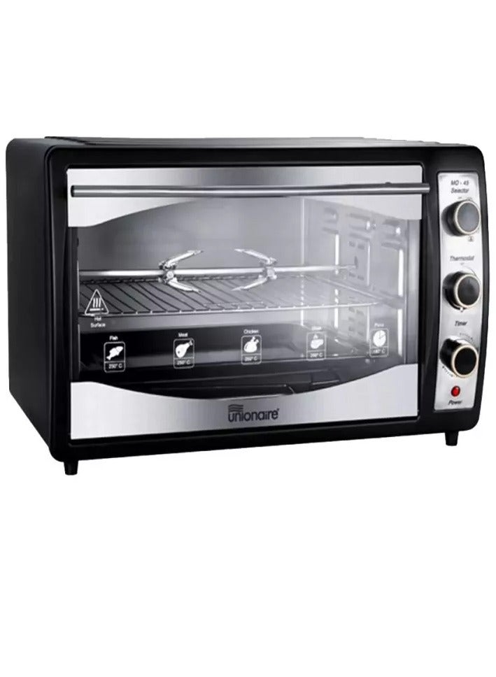 Unionaire 55L Electric Oven with Grill and Fan, Black MO55E-